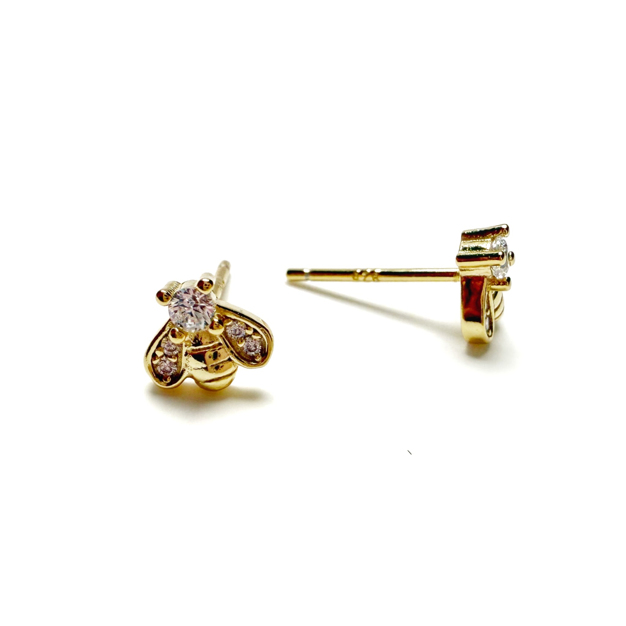 Piercing Tiny Gold Bee Earrings 14k Solid Gold Bee Earrings – Tiny