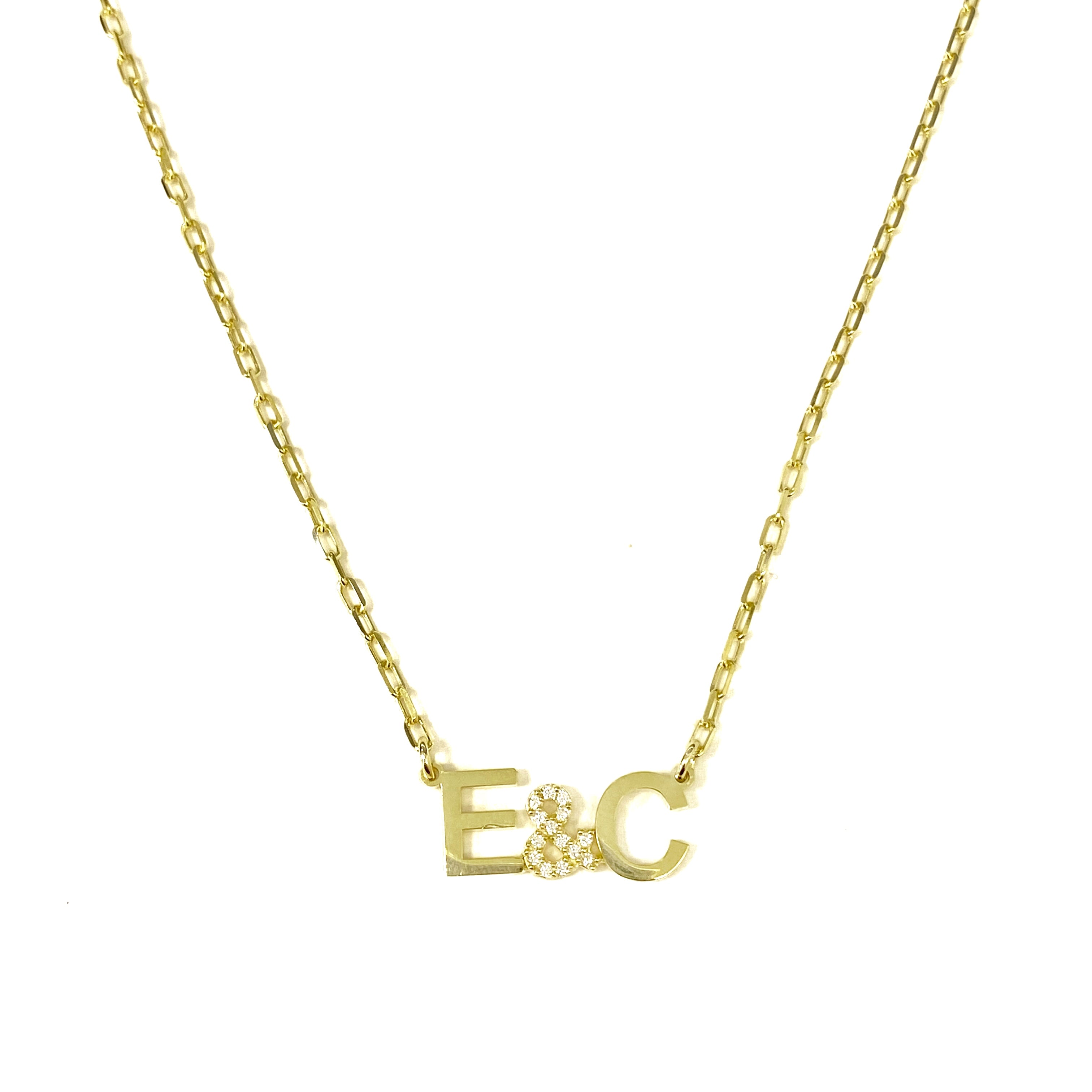 2 Initial and Diamond Necklace – BYCHARI | Necklace, Letter necklace, Initial  necklace